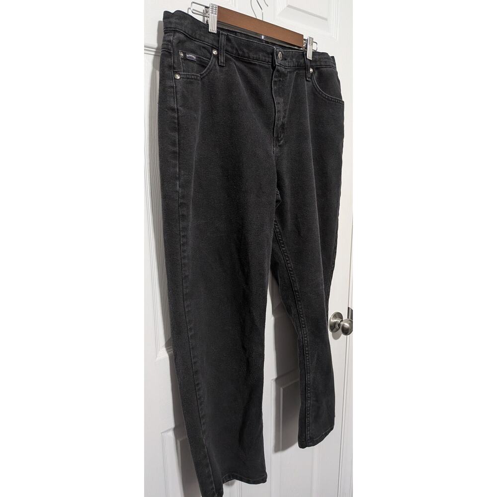 Vintage 90s Riders High Waisted Washed Black 18 Petite Mom Jeans - Picture 4 of 13